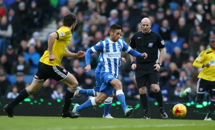 Framed Print : Sam Baldock in Action: Brighton & Hove Albion vs. Brentford, American Express Community Stadium (January 17, 2015) Framed Print : Sam Baldock in Action: Brighton & Hove Albion vs. Brentford, American Express Community Stadium (January 17, 2015)