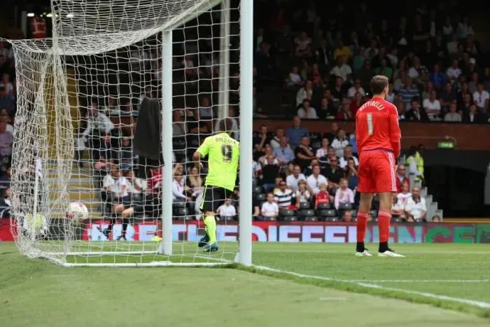 Framed Print : Sam Baldock Scores First Goal of the Season for Brighton Against Fulham in Sky Bet Championship (15 / 08 / 2015) Framed Print : Sam Baldock Scores First Goal of the Season for Brighton Against Fulham in Sky Bet Championship (15 / 08 / 2015)
