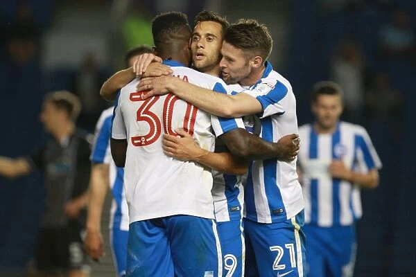 Sam Baldock Scores the Winning Goal for Brighton & Hove Albion against Colchester United in EFL Cup (09AUG16)