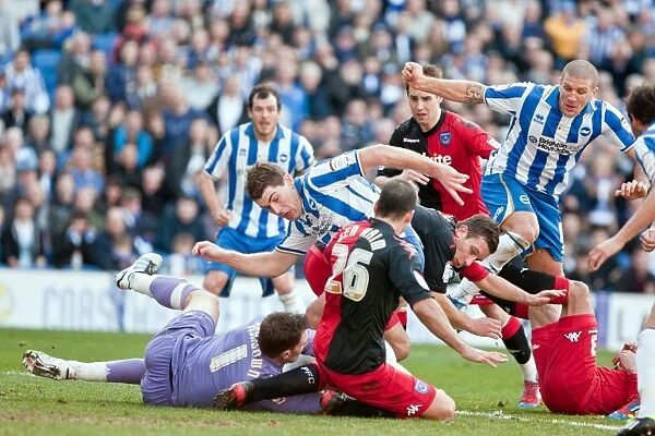 Sam Vokes in Action: Championship Showdown between Brighton & Hove Albion and Portsmouth at Amex Stadium (March 10, 2012)