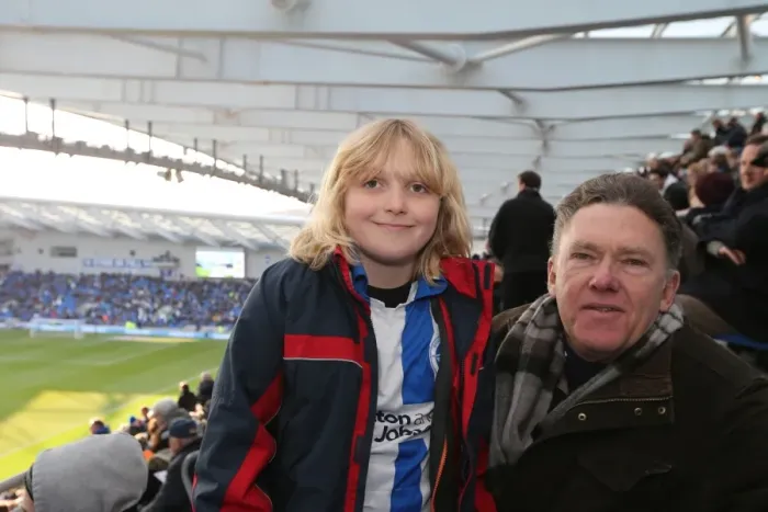 Framed Print : Sea of Colors: Brighton and Hove Albion Fans in Action against Wolverhampton Wanderers (14MAR15)