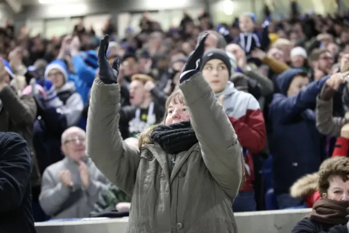 Framed Print : Sea of Passionate Fans: Brighton & Hove Albion vs. Arsenal FA Cup Showdown (25Jan15)