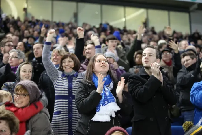 Framed Print : Sea of Passionate Fans: Brighton & Hove Albion vs. Arsenal FA Cup Showdown (25Jan15)