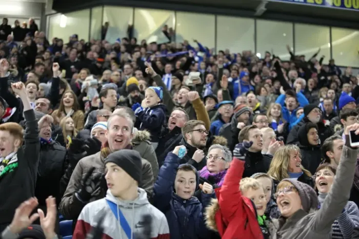 Framed Print : Sea of Passionate Fans: Brighton & Hove Albion vs. Arsenal FA Cup Showdown (25Jan15)