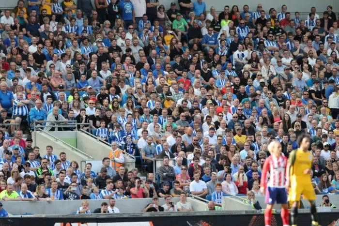 Framed Print : Sea of Supporters: Brighton and Hove Albion vs Atletico de Madrid at the American Express Community Stadium (06AUG17) Framed Print : Sea of Supporters: Brighton and Hove Albion vs Atletico de Madrid at the American Express Community Stadium (06AUG17)