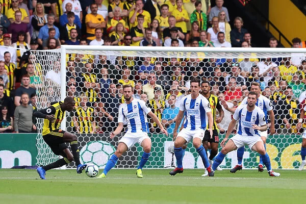 Three Seasiders Guarding the Goal: Propper, Dunk, and Duffy Block Doucoure's Cross (Watford Away 11AUG18)