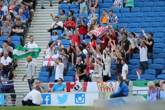 Framed Print : Sevilla FC Fans in Action: Brighton and Hove Albion vs Sevilla FC Pre-season Friendly (02.08.2015) Framed Print : Sevilla FC Fans in Action: Brighton and Hove Albion vs Sevilla FC Pre-season Friendly (02.08.2015)