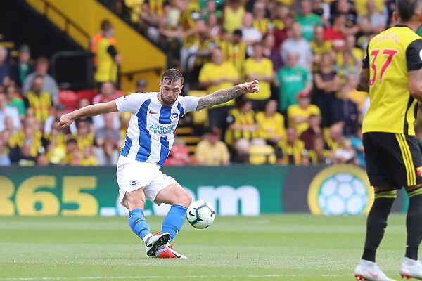 Shane Duffy Defending for Brighton and Hove Albion against Watford in Premier League Match (11AUG18)
