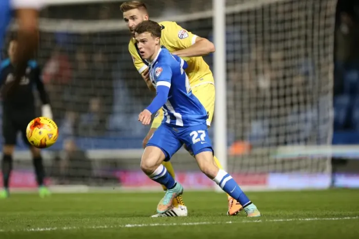 Framed Print : Solly March in Action: Brighton and Hove Albion vs. Millwall (12DEC14) Framed Print : Solly March in Action: Brighton and Hove Albion vs. Millwall (12DEC14)