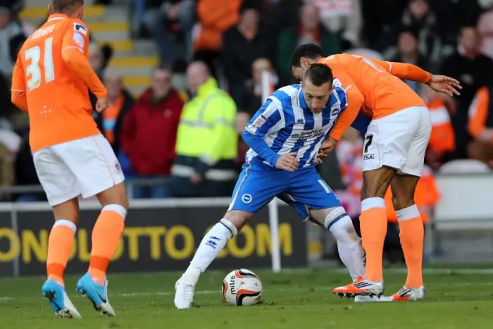 Framed Print : Stephen Dobbie in Action: Blackpool vs. Brighton & Hove Albion, Npower Championship, October 27, 2012 Framed Print : Stephen Dobbie in Action: Blackpool vs. Brighton & Hove Albion, Npower Championship, October 27, 2012