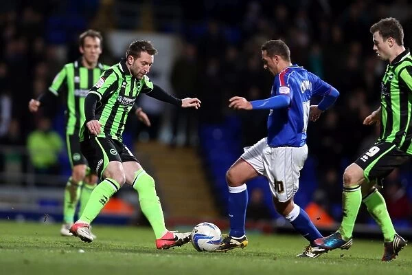 Stephen Dobbie Tackles in Intense Ipswich vs. Brighton & Hove Albion Championship Clash (01-01-2013)