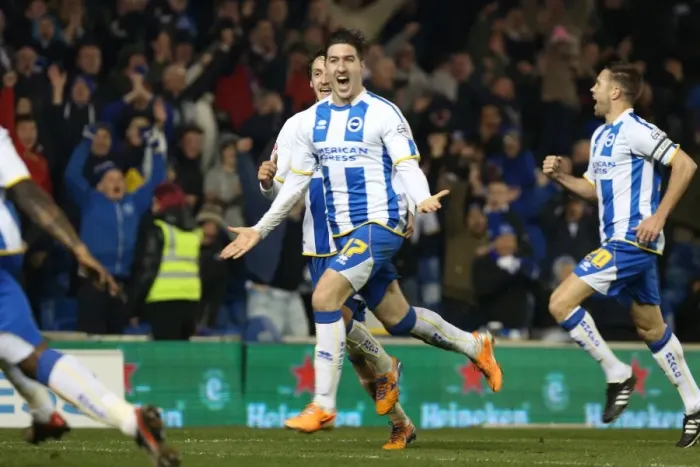 Framed Print : Stephen Ward's Double: Brighton & Hove Albion vs. QPR, March 11, 2014 Framed Print : Stephen Ward's Double: Brighton & Hove Albion vs. QPR, March 11, 2014