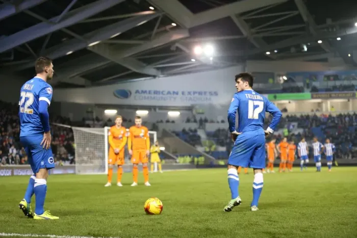 Framed Print : Tense Set Piece: Brighton and Hove Albion vs Ipswich Town, Sky Bet Championship, January 2015 Framed Print : Tense Set Piece: Brighton and Hove Albion vs Ipswich Town, Sky Bet Championship, January 2015