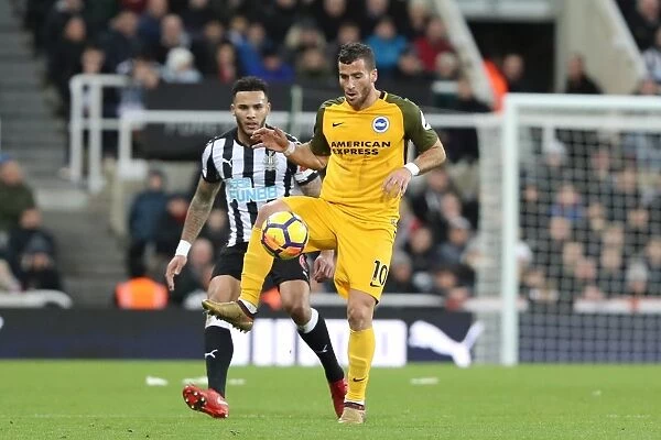 Tomer Hemed of Brighton and Hove Albion Faces Off Against Newcastle United in Premier League Clash (30DEC17)
