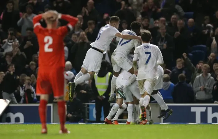 Framed Print : U21 Europe Championship Qualifier: England vs. Switzerland at Brighton and Hove Albion's American Express Community Stadium (16.11.2015) Framed Print : U21 Europe Championship Qualifier: England vs. Switzerland at Brighton and Hove Albion's American Express Community Stadium (16.11.2015)