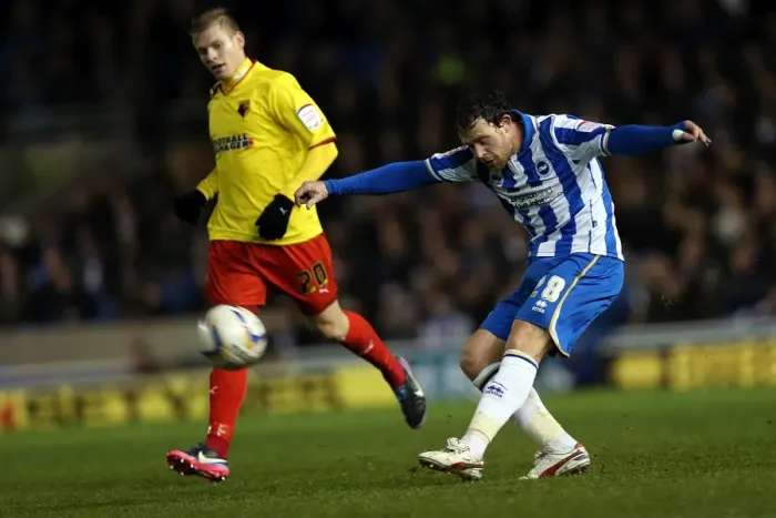 Framed Print : Wayne Bridge Shoots at Amex Stadium: Brighton & Hove Albion vs. Watford, Npower Championship, December 29, 2012 Framed Print : Wayne Bridge Shoots at Amex Stadium: Brighton & Hove Albion vs. Watford, Npower Championship, December 29, 2012