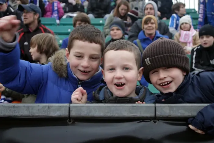 Framed Print : Young fans at Withdean Stadium v Peterborough Jan 2011 Framed Print : Young fans at Withdean Stadium v Peterborough Jan 2011
