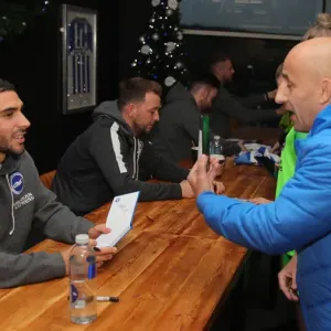 2019/20 Season: Brighton & Hove Albion FC Players Neal Maupay, Dale Stephens, Aaron Connolly, and Adam Webster Sign Autographs at Amex Stadium 2019/20 Season: Brighton & Hove Albion FC Players Neal Maupay, Dale Stephens, Aaron Connolly, and Adam Webster Sign Autographs at Amex Stadium