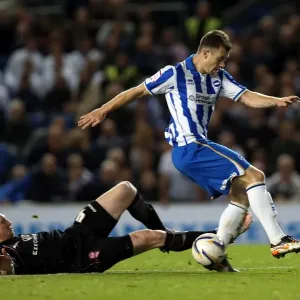 Ashley Barnes in Action Print, Brighton & Hove Albion vs Birmingham City