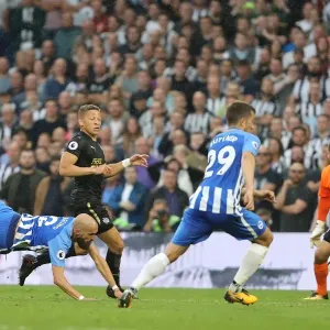 Brighton Defender Bruno Dives to Save: Brighton and Hove Albion vs Newcastle United, Premier League (2017) Brighton Defender Bruno Dives to Save: Brighton and Hove Albion vs Newcastle United, Premier League (2017)