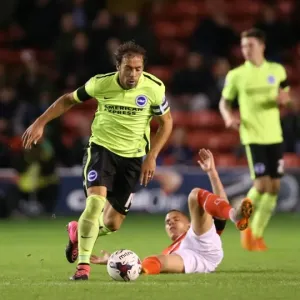 Brighton and Hove Albion in Action against Walsall during the 2015 Capital One Cup Match