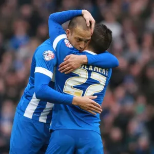Brighton and Hove Albion: Bobby Zamora and Anthony Knockaert Celebrate Goal vs. Huddersfield Town (Sky Bet Championship, 23rd January 2016) Brighton and Hove Albion: Bobby Zamora and Anthony Knockaert Celebrate Goal vs. Huddersfield Town (Sky Bet Championship, 23rd January 2016)
