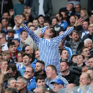 Brighton and Hove Albion Fans Celebrate at American Express Community Stadium during EFL Sky Bet Championship Match vs. Wigan Athletic (17APR17) Brighton and Hove Albion Fans Celebrate at American Express Community Stadium during EFL Sky Bet Championship Match vs. Wigan Athletic (17APR17)