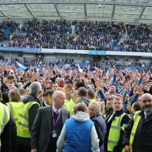 Brighton and Hove Albion Fans Celebrate during EFL Sky Bet Championship Match vs. Wigan Athletic (17APR17) Brighton and Hove Albion Fans Celebrate during EFL Sky Bet Championship Match vs. Wigan Athletic (17APR17)