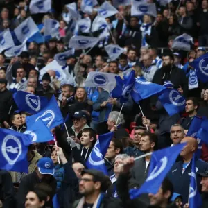 Brighton and Hove Albion Fans Euphoria at FA Cup Semi-Final vs Manchester City, Wembley Stadium (2019) Brighton and Hove Albion Fans Euphoria at FA Cup Semi-Final vs Manchester City, Wembley Stadium (2019)