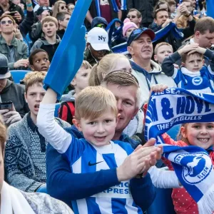 Brighton and Hove Albion Fans in Full Throat at the American Express Community Stadium during the Sky Bet Championship Match vs Burnley (April 2016) Brighton and Hove Albion Fans in Full Throat at the American Express Community Stadium during the Sky Bet Championship Match vs Burnley (April 2016)