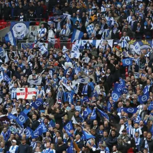 Brighton and Hove Albion Fans Unwavering Support at the Emirates FA Cup Semi-Final vs Manchester City, Wembley Stadium (2019) Brighton and Hove Albion Fans Unwavering Support at the Emirates FA Cup Semi-Final vs Manchester City, Wembley Stadium (2019)