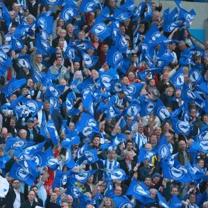 Brighton and Hove Albion Fans Wave Flags in Play-Off Tension: Sky Bet Championship, Brighton vs. Sheffield Wednesday (16MAY16) Brighton and Hove Albion Fans Wave Flags in Play-Off Tension: Sky Bet Championship, Brighton vs. Sheffield Wednesday (16MAY16)