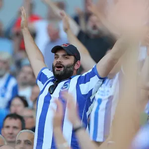 Brighton and Hove Albion FC Fan's Passionate Moment at the American Express Community Stadium During Manchester City Clash (12th August 2017) Brighton and Hove Albion FC Fan's Passionate Moment at the American Express Community Stadium During Manchester City Clash (12th August 2017)