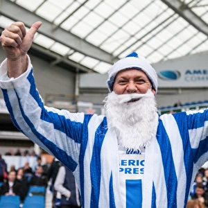 Brighton and Hove Albion FC: A Merry Championship Clash - Fan in Santa Gear Amidst the Action (vs. Middlesbrough, 19/12/2015)