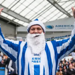 Brighton and Hove Albion FC: A Merry Championship Clash - Fan in Santa Gear Amidst the Action (vs. Middlesbrough, 19/12/2015) Brighton and Hove Albion FC: A Merry Championship Clash - Fan in Santa Gear Amidst the Action (vs. Middlesbrough, 19/12/2015)