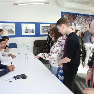 Brighton & Hove Albion FC: Players Chris Hughton, Colin Calderwood, Leon Best, and Christian Walton Sign Autographs at American Express Community Stadium (February 2015) Brighton & Hove Albion FC: Players Chris Hughton, Colin Calderwood, Leon Best, and Christian Walton Sign Autographs at American Express Community Stadium (February 2015)