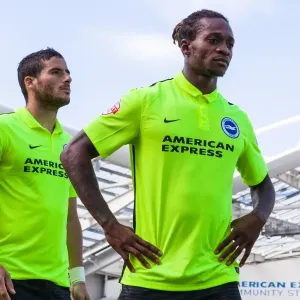 Brighton and Hove Albion: Gaetan Bong Leads the Team Out against Sevilla in 2015 Pre-Season Friendly Brighton and Hove Albion: Gaetan Bong Leads the Team Out against Sevilla in 2015 Pre-Season Friendly