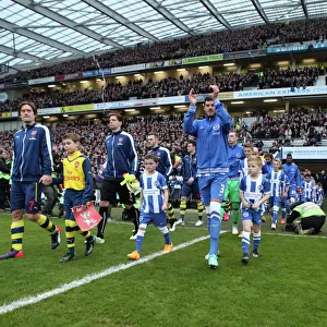 Brighton and Hove Albion: Gordon Greer Leads the Team Out Against Arsenal in FA Cup Match, American Express Community Stadium, January 2015