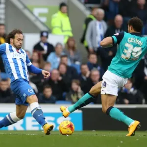 Brighton & Hove Albion: Inigo Calderon in Action against Wigan Athletic (Nov 2014)