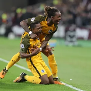 Brighton and Hove Albion: Izquierdo and Bong Celebrate 2-0 Goal Against West Ham United (Premier League 2017) Brighton and Hove Albion: Izquierdo and Bong Celebrate 2-0 Goal Against West Ham United (Premier League 2017)