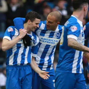 Brighton and Hove Albion: Jamie Murphy and Bobby Zamora Celebrate Goal Against Bolton Wanderers, Sky Bet Championship 2016 Brighton and Hove Albion: Jamie Murphy and Bobby Zamora Celebrate Goal Against Bolton Wanderers, Sky Bet Championship 2016