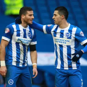 Brighton and Hove Albion: Tomer Hemed and Beram Kayal Celebrate Goal Against Bolton Wanderers, Sky Bet Championship 2016 Brighton and Hove Albion: Tomer Hemed and Beram Kayal Celebrate Goal Against Bolton Wanderers, Sky Bet Championship 2016