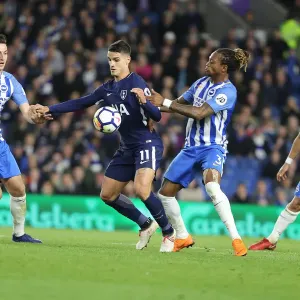 Brighton and Hove Albion vs. Tottenham Hotspur: Dunk, Bong, and Lamela in Action (17APR18)