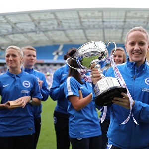 Brighton & Hove Albion Women's Team Celebrate Trophy Victory Ahead of EFL Sky Bet Championship Match Against SS Lazio (31JUL16)