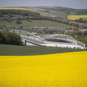 Brighton and Hove Albion's Amex Stadium Amidst Rapeseed Fields, May 2018
