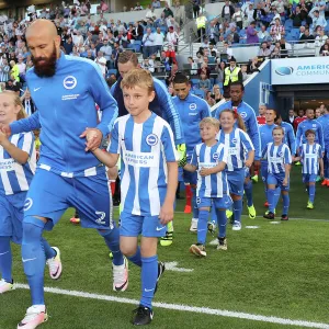 Brighton and Hove Albion's Bruno Leads Team Out vs. Nottingham Forest in EFL Sky Bet Championship (12AUG16)