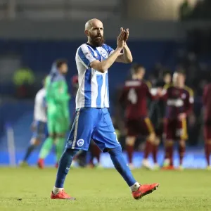 Brighton & Hove Albion's Bruno Saltor Applauds in EFL Sky Bet Championship Match vs Ipswich Town (14 February 2017)