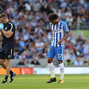 Brighton & Hove Albion's Isaiah Brown Suffers Injury Against Manchester City (12AUG17)