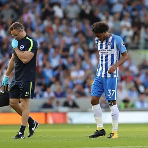 Brighton & Hove Albion's Isaiah Brown Suffers Injury Against Manchester City (12AUG17) Brighton & Hove Albion's Isaiah Brown Suffers Injury Against Manchester City (12AUG17)