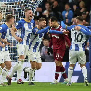 Brighton & Hove Albion's Joel Veltman Scores the Second Goal Against West Ham United in the 2022/23 Premier League Match Brighton & Hove Albion's Joel Veltman Scores the Second Goal Against West Ham United in the 2022/23 Premier League Match